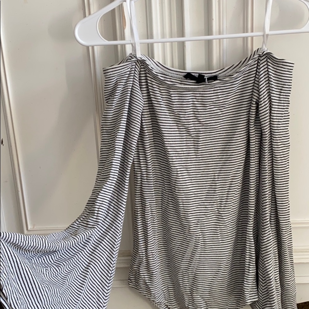 Black and white stripped body suit